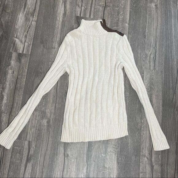 Revolve Ralph Lauren Jeans Ribbed Cream Turtleneck Sweater - Picture 12 of 15
